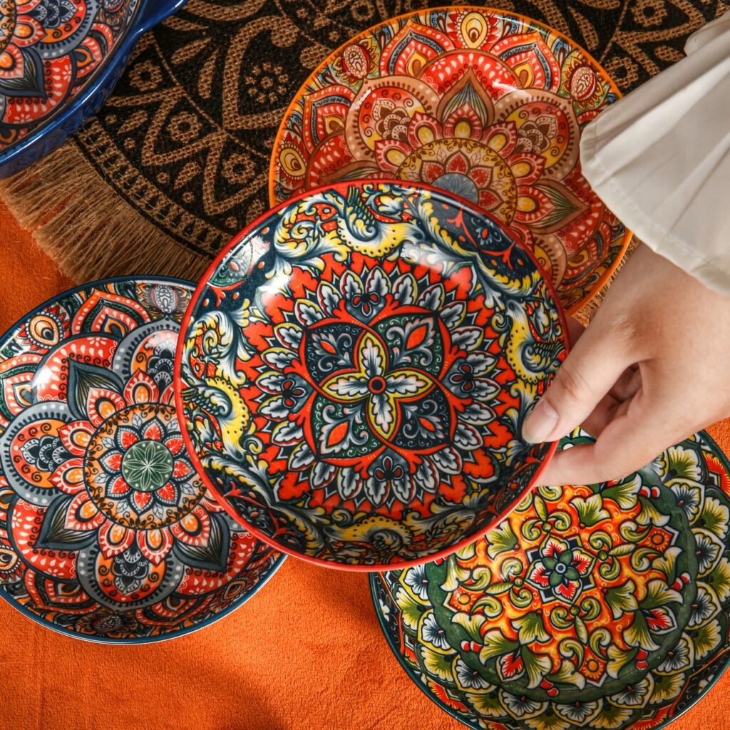 2/4pcs Elegant Bohemian Ceramic Snack Dishes