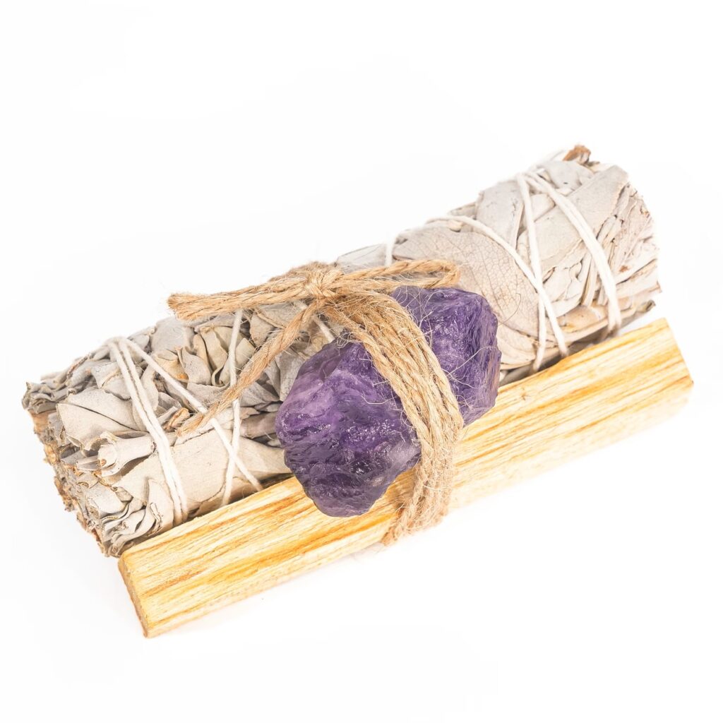 White Sage & Palo Santo Wood Gift Set with Crystal