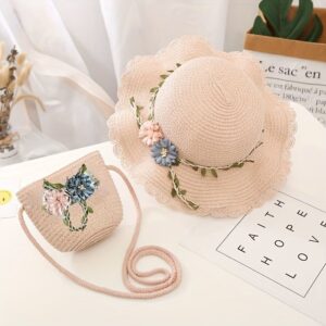 2pcs Girls Straw Hat & Bag