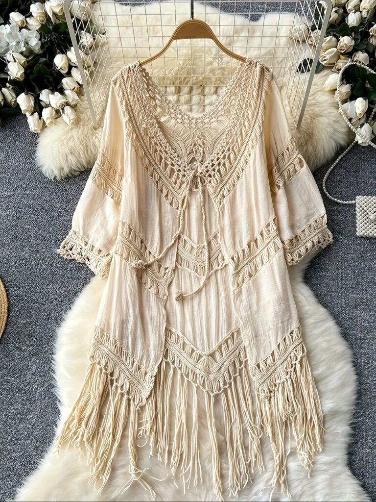 Hand Crochet Floral Lace Long Cardigan