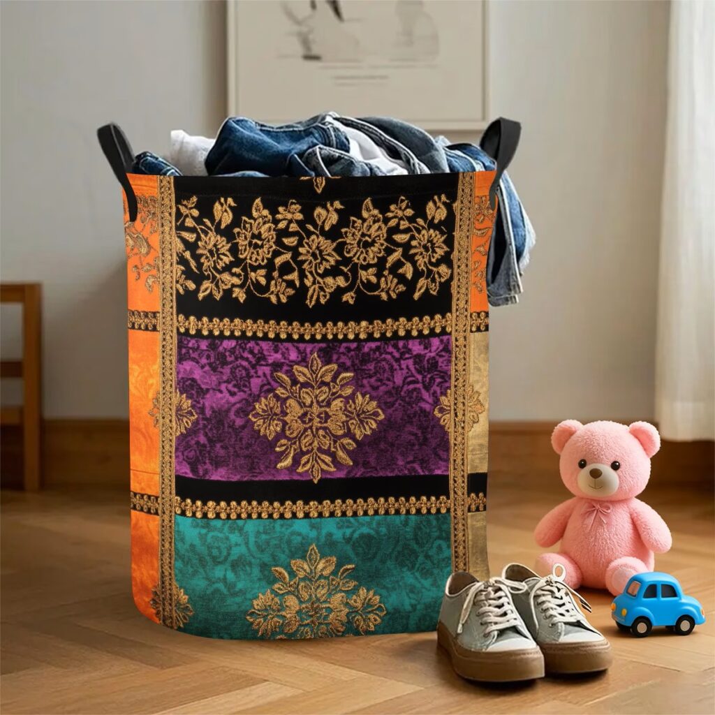 Bohemian Indian Motif Laundry Basket