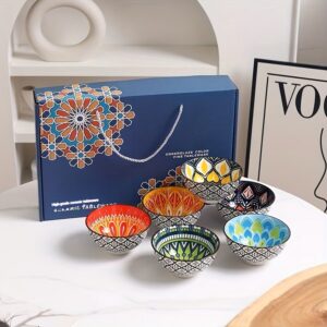 6pcs Handcrafted Bohemian Ceramic Bowl Set