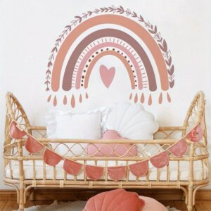 Heart-Shaped Boho Rainbow Wall Sticker for Kids