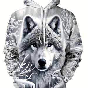 Men's Wolf Print Hoodie