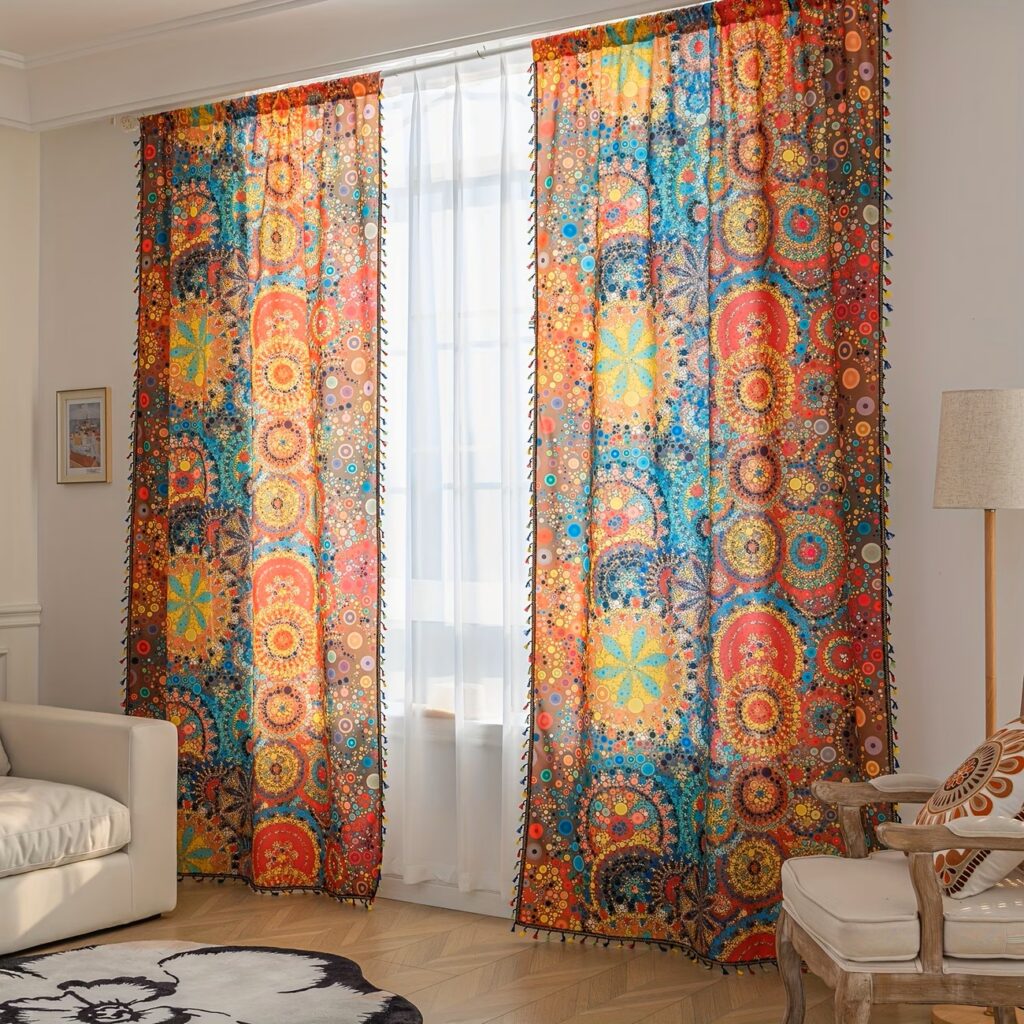 2pcs Bohemian Farmhouse Curtains Set
