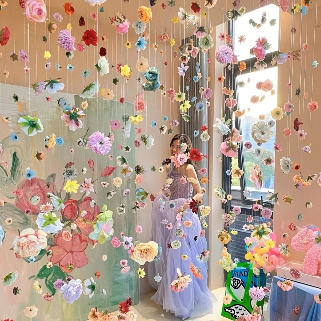 Bohemian Style Floating Flower Curtain Decoration