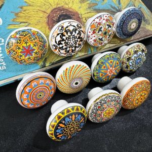 Set of 12 Bohemian-Style Ceramic Drawer Pulls
